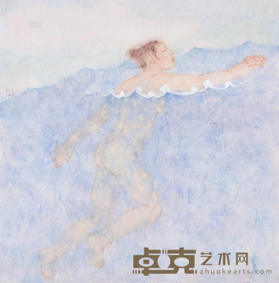 李戈晔 游泳系列之二 镜心 设色纸本 68×68cm