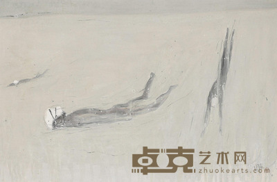 杜小同 游泳 镜心 设色纸本 62.5×95.5cm