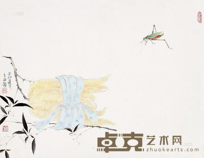 杨立奇 草虫图 卡纸镜片 设色纸本 32×41cm