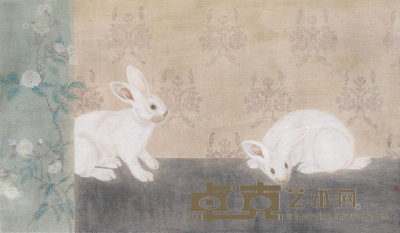 王君 双兔 镜心 设色纸本 97×56cm