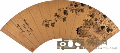 陈元素 红金菊花扇面 