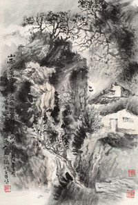 徐家珏 山雨 镜心