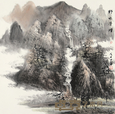 倪士华 野水苍烟 托片 68×68cm
