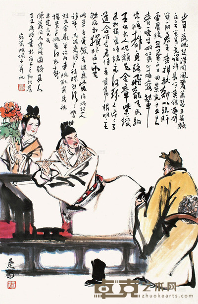 刘旦宅 李白诗意图 镜片 设色纸本 65×42.5cm