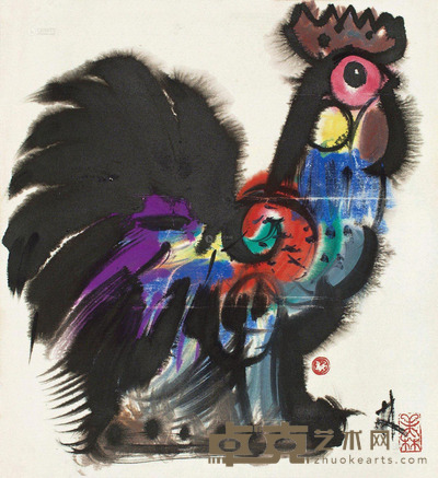 韩美林 大吉图 镜片 设色纸本 39×35.5cm