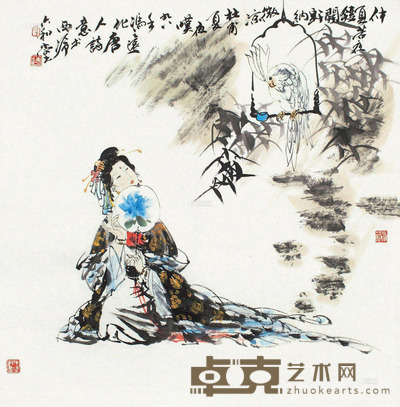 冯远 1998年作 唐人诗意 镜片 设色纸本 69.5×68.5cm