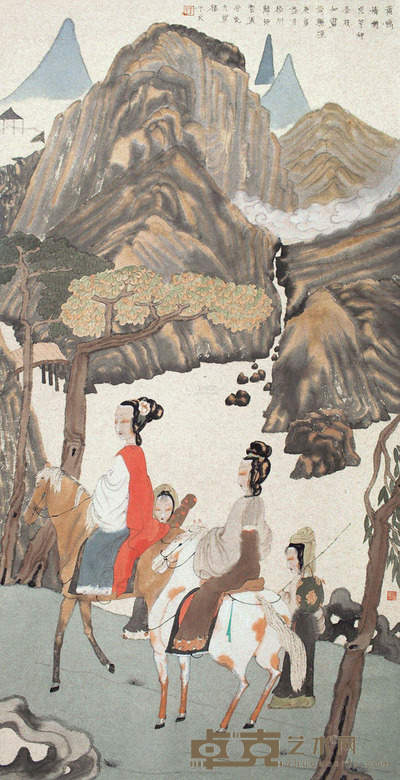 于水 庚寅2010年作 春游图 镜片 设色纸本 143×74.5cm