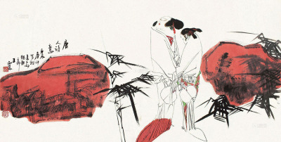 王西京 庚辰2000年作 唐人诗意图 镜片 设色纸本