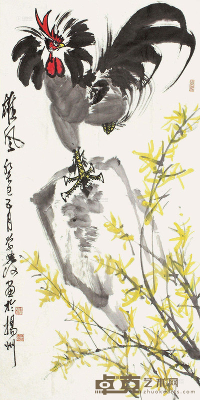 钱学发 癸巳2013年作 雄风 镜片 设色纸本 133×68cm