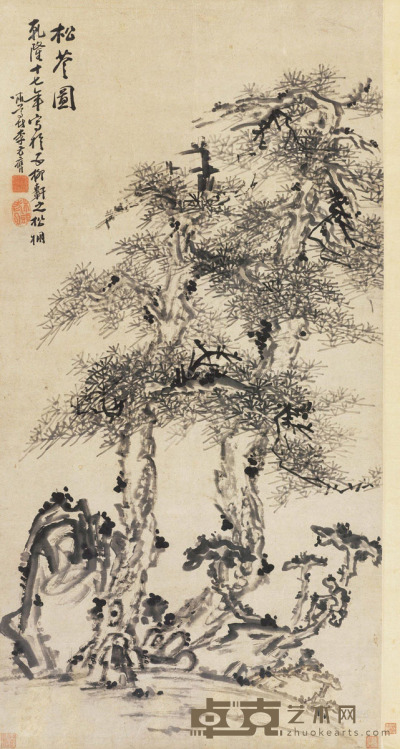 李方膺 1752年作 松苍图 镜片 水墨纸本 138×70cm