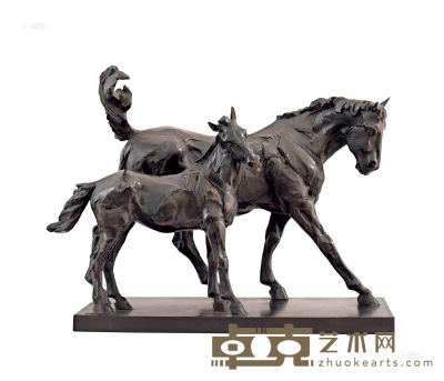 田跃民 2012年作 双骏 青铜雕塑 60×46×26cm