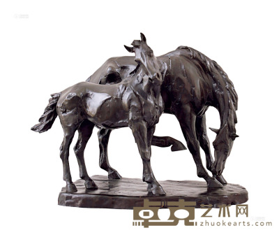 田跃民 2013年作 双骏 青铜雕塑 49×38×30cm