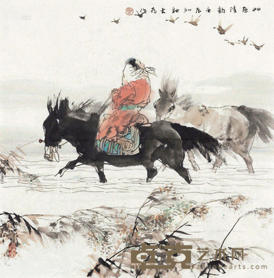 刘大为 壬辰2012年作 草原清韵 镜片 设色纸本 69×68cm