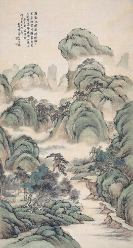 赵松声 庚午（1930年）作 山居垂钓 镜心 绢本