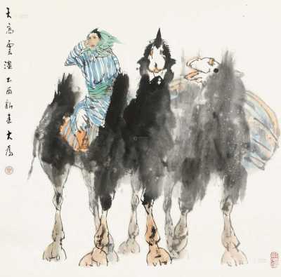 刘大为 乙酉（2005）年作 天高云淡 镜框 设色纸本