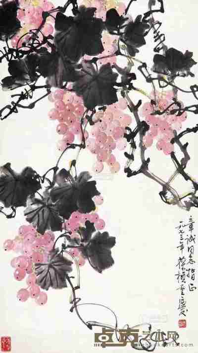 苏葆桢 1973年作 紫葡萄 立轴 设色纸本 69×40cm
