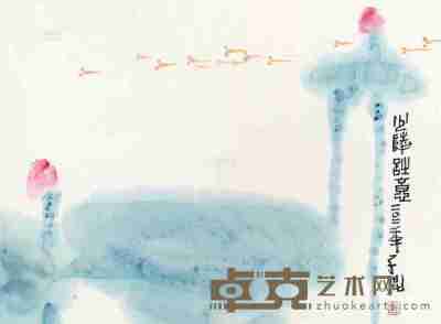 叶瑞琨 2000年作 少陵诗意 立轴 设色纸本 34×45cm