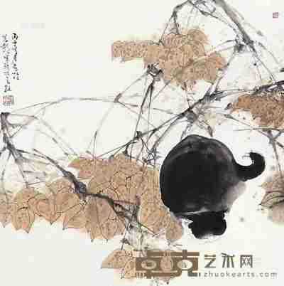 秦天柱 花鸟 镜心 设色纸本 69×68cm
