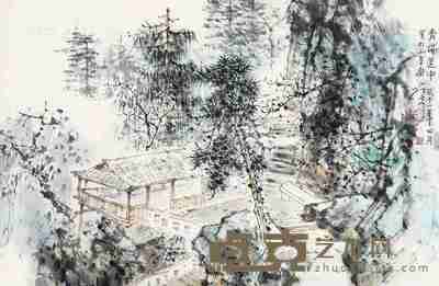 段七丁 2011年作 青城道中 立轴 设色纸本 45×70cm