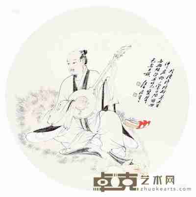 赵夜白 2014年作 高仕团扇 镜心 设色纸本 --
