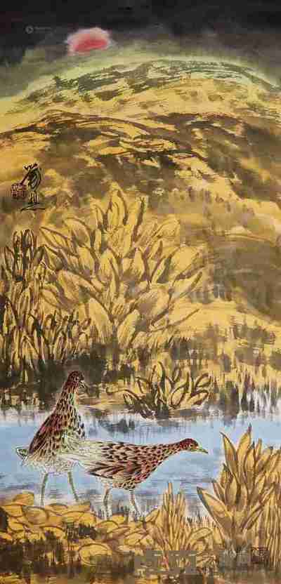 刘恩 山水镜心 70×34cm
