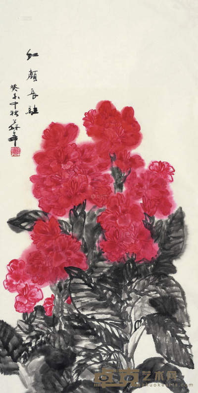 苏华 癸未（2003）年作 红颜长驻 镜片 设色纸本 137×70cm