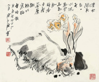 陈永锵 乙酉（2005）年作 水仙 镜片 设色纸本