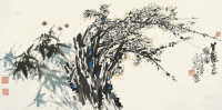 林墉 丁卯（1987）年作 花卉 镜片 设色纸本
