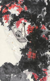 陈衍宁 庚申（1980）年作 人物 立轴 设色纸本