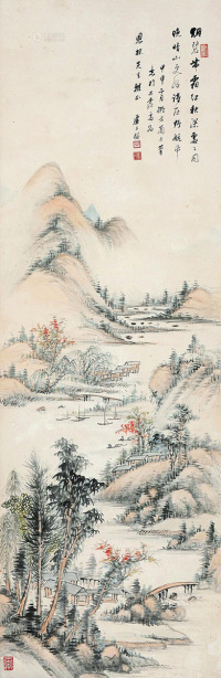 卢子枢 甲申（1944）年作 山水 立轴 设色纸本