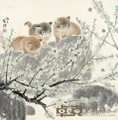 方楚雄 丙子（1996）年作 春在枝头 镜片 设色纸本 70×69cm