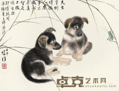 方楚雄 壬午（2002）年作 乐陶陶 镜片 设色纸本 35×46cm