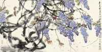 方楚雄 丁亥（2007）年作 春来紫藤花似雪 镜片 设色纸本