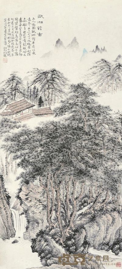 郑午昌 辛未（1931）年作 欧湘馆图 镜片 设色纸本 89×40cm