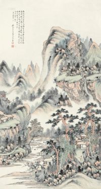 吴琴木 辛巳（1941）年作 烟峦浮翠图 立轴 设色纸本