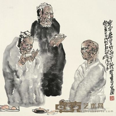 杨晓阳 乙酉（2005）年作 人物 镜片 设色纸本 69×69cm