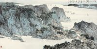 许天然 甲申（2004）年作 平湖帆影 镜片 设色纸本