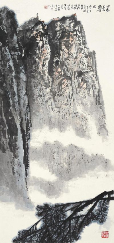 李琼久 戊午（1978）年作 峨眉高山西极天 镜片 设色纸本