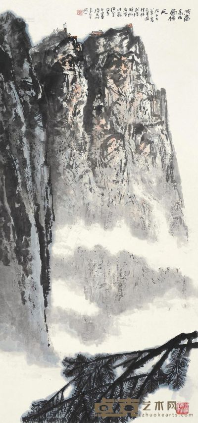 李琼久 戊午（1978）年作 峨眉高山西极天 镜片 设色纸本 120×56cm
