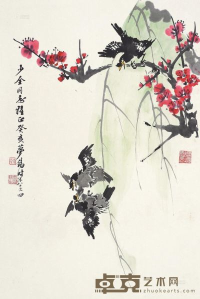 端木梦锡 癸亥（1983）年作 花鸟 镜片 设色纸本 69×47cm
