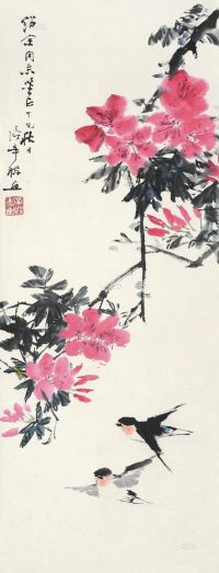张辛稼 丁巳（1977）年作 花鸟 镜片 设色纸本
