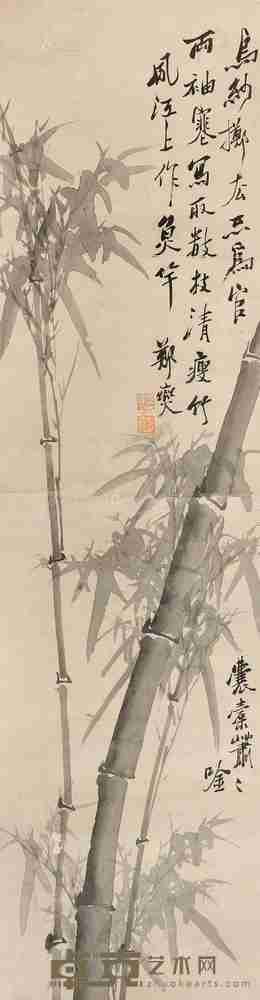 郑板桥 墨竹 立轴 水墨纸本 156×41cm