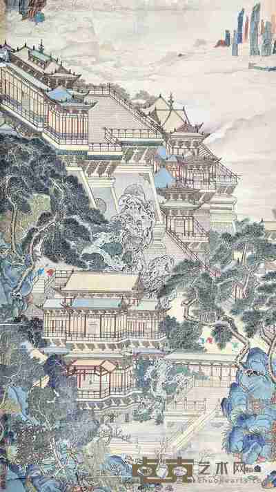 黄秋园 亭台图 立轴 设色纸本 149×86cm