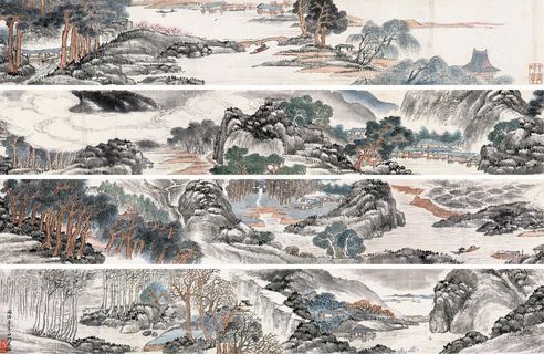 1870年作 山水 手卷 设色纸本