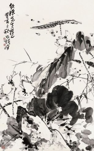 1983年作 荷花 立轴 水墨纸本