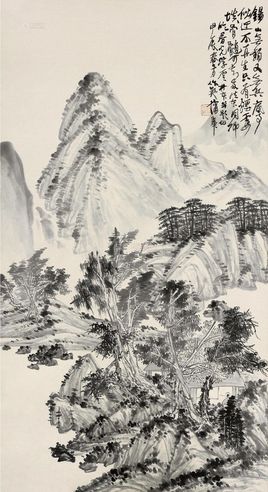 1904年作 临董其昌山水 立轴 水墨纸本