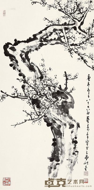 董寿平 墨梅 136.5×68cm