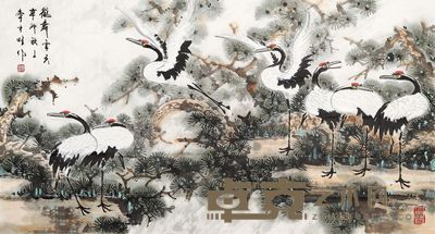 李才旺 鹤舞云天 96×178cm