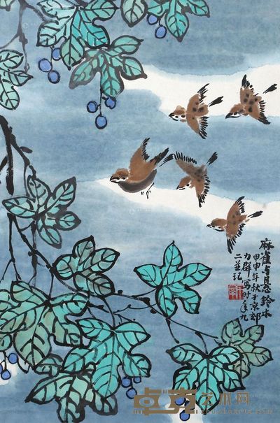 力群 麻雀与悬铃木 67×44.5cm