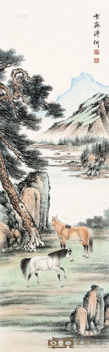 溥伒 双骏图 101×31.5cm